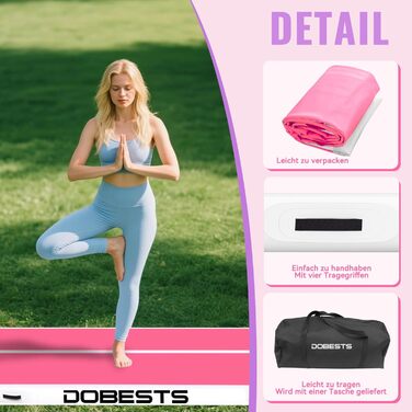 DOBESTS Airtrack Matte - Килимок для гімнастики та фітнесу, 600x100x20 см, рожевий та фіолетовий