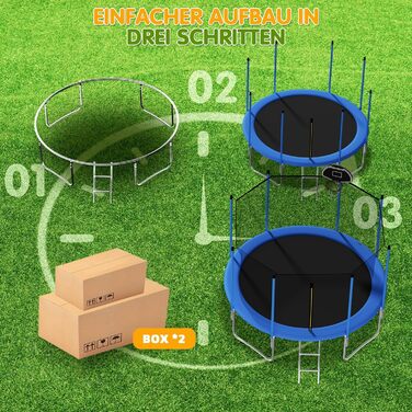 Трамплін Redkid Ø 305/366 см з сіткою, драбиною та баскетбольним кільцем. Максимальне навантаження 440 фунтів