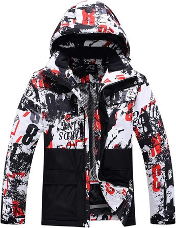 RIUIYELE Комплект чоловічий: куртка та штани для катання на лижах, тепла зимова куртка з підігрівом, качулка, для сноуборду та гірськолижного спорту, Orange/Abendrot, розмір L