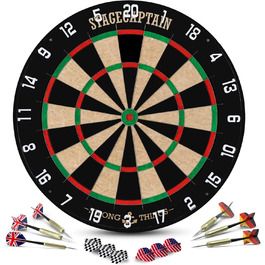 Дартборд Stagecaptain DBS-1715C Bullseye Champion з дротами – професійна стілдардс-дошка з сизалю з 6 дротиками та 4 наборами хвостовиків