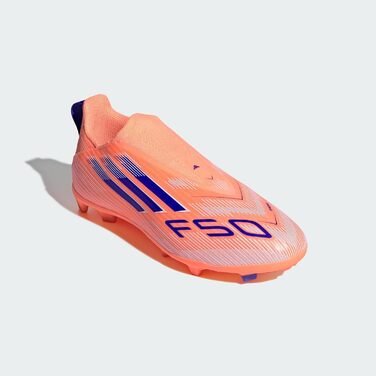 Дитячі футбольні бутси adidas F50 League Laceless для твердого поля (33 EU, Beam Orange/Lucid Blue/Cloud White)