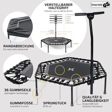 Трамплін для фітнесу SportPlus з тихою гумовою пружинною системою, до 130 кг, антрацитовий колір, не складається