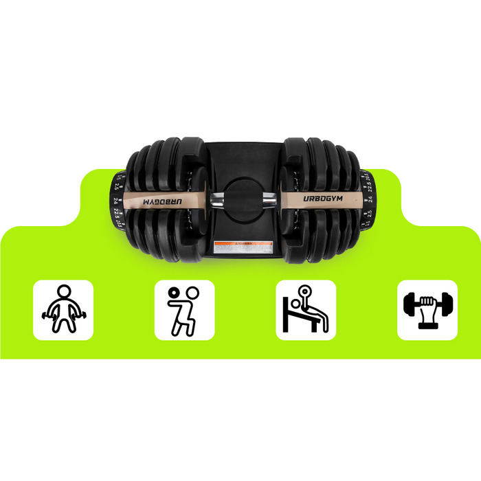 Регульовані гумовані гантелі Urbogym 1 x 24 кг