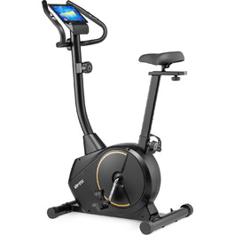 Магнітний велотренажер Gymtek для дому, 8 рівнів навантаження, маховик 9 кг, LCD-дисплей, до 135 кг, чорний-золотий