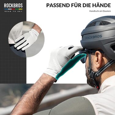 Велосипедні рукавички ROCKBROS Road to Sky: дихаючі рукавички з сенсорним екраном для MTB, шосе та гірського велосипеда, чоловічі та жіночі, зелені (L, білий)