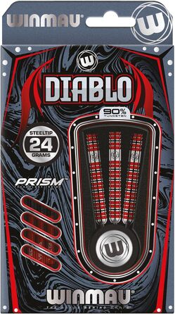 Професійні дротики для дартсу WINMAU Diablo 24 г, сталевий наконечник, вольфрам, з оперенням і хвостовиками, паралельні