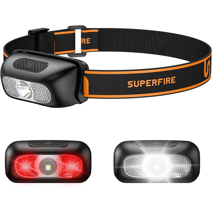 Налобний ліхтар SuperFire LED, 2 шт. Зарядний USB, 5 режимів, регульований, вологостійкий, для дорослих та дітей, біг, рибалка, кемпінг, 5 кольорів
