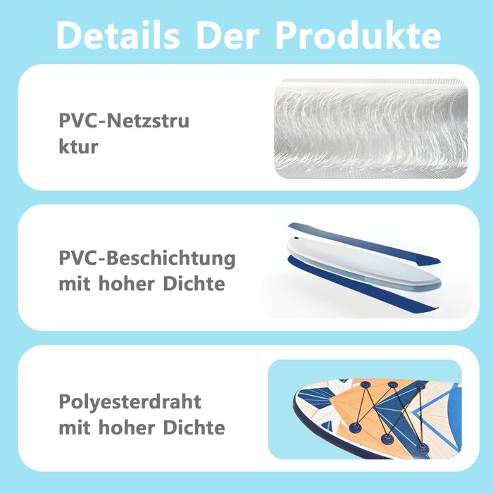 Надувний SUP дошка CASSILANDO Stand Up Paddle Board 335 см з аксесуарами та сумкою для перенесення, для йоги, риболовлі, серфінгу, підходить для дорослих та підлітків, з імітацією текстури дерева, колір м'ятно-зелений