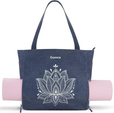 Сумка для йоги Gonex велика, для пілатесу, дорожня, з кишенями, міцна Canvas, з відділенням для килимка, блакитна L