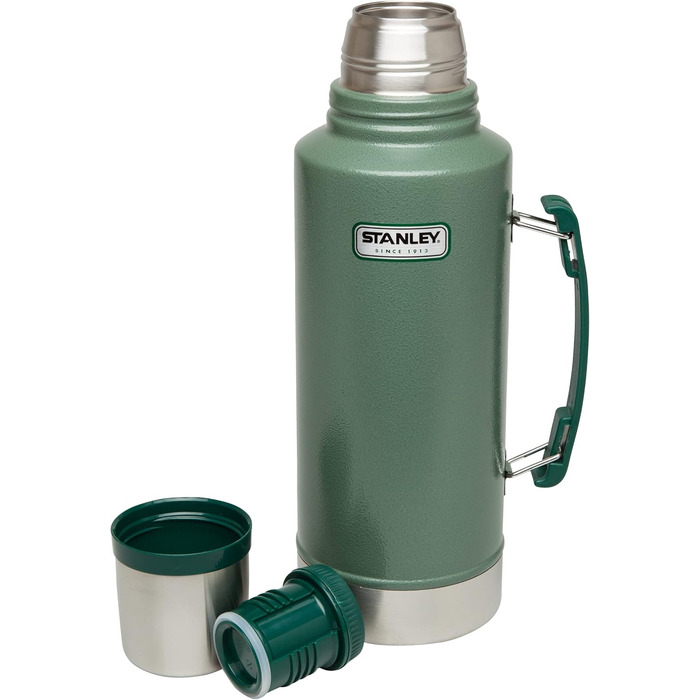 Термос Stanley Classic Legendary 1 л - Зберігає тепло/холод 24 год - Миється в посудомийній машині - Кришка-чашка - Без BPA - Нержавіюча сталь