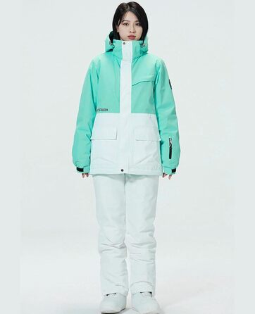 WOWULOVELY Комплект зимовий для сноуборду та гірськолижного спорту (жіночий) - водонепроникний, вітронепроникний, білий XL