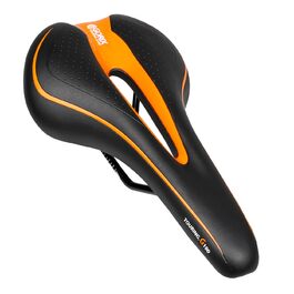 Велосидельне сідло GORIX GX-C19: зручне амортизуюче крісло для гірського та шосейного велосипеда (чорно-помаранчеве)