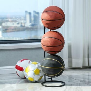 Металевий тримач для м'ячів: вертикальна стійка, полиця для зберігання м'ячів, 3 яруси | Футбол, баскетбол