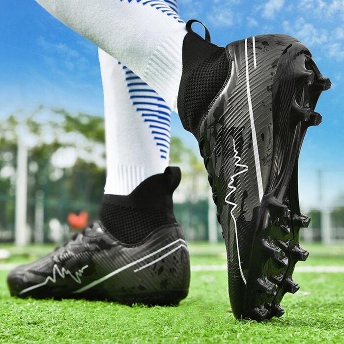 Чоловічі футбольні бутси для штучного поля, дитячі та підліткові, для тренувань та гри, чорні, 45 EU