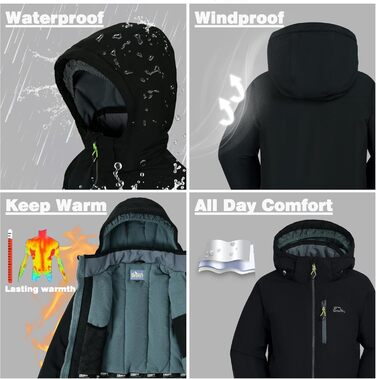 Дитячий зимовий комбінезон SNOWER для хлопчика з капюшоном, теплий гірськолижний костюм, кольоровий зелений (10-12 років, темно-зелений)