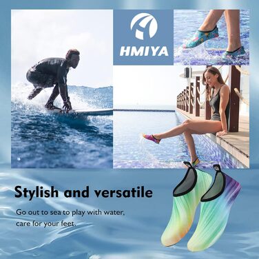 Шкарпетки для плавання HMIYA, аквашузи для жінок та чоловіків, шкарпетки для серфінгу, йоги, тренувань на природі (40/41 EU, градієнт зеленого кольору)