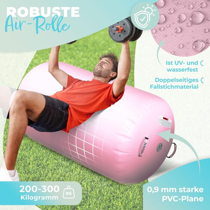 Надувна Airtrack KESSER® | з сумкою та електричним насосом | для акробатики, йоги, фітнесу, тренувань (100 x 60 см, Рожева)