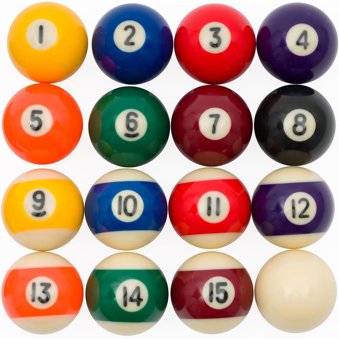 Набір більярдних куль Sportime Automaten Hoffmann: 16 куль з полірованим покриттям та гравіюванням, 4 розміри (38 мм, 48 мм, 54 мм, 57,2 мм)