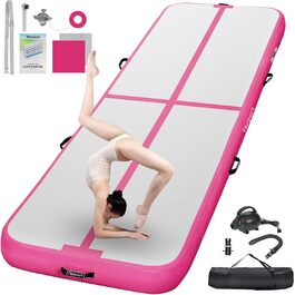 Гімнастичний надувний мат FBSPORT Airtrack 10/20 см з насосом і сумкою, для дому, йоги, тренувань, турніків, 2-6 м, підвищена товщина