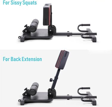 Мультифункціональна фітнес-лава Leikefitness Deluxe 8400 для дому, глибока Sissy-присідання, чорна