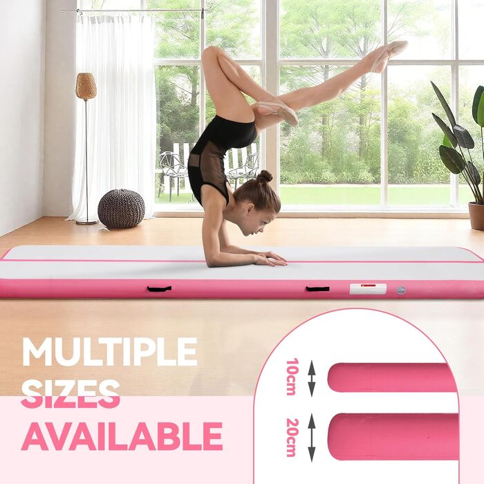 AirTrack Мат для гімнастики з електричною помпою, 10-600 см заввишки, 2-6 м завдовжки, рожевий, 600x100x10 см