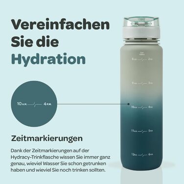 Водяна пляшка Hydracy 1л з вставкою для фруктів - спортивна, BPA-free, з таймером, противитікання, без конденсату, салатово-блакитна
