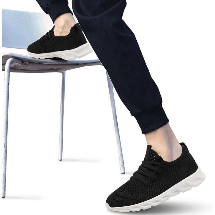 Чоловічі кросівки для бігу та занять спортом Damyuan: легкі, дихаючі, для бігу, тренувань, прогулянок та повсякденного носіння (40 EU, чорно-білі)