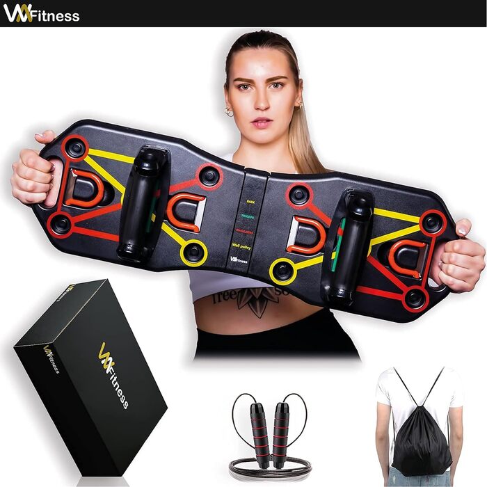 Дошка для віджимань WA Fitness® з еластичними стрічками, тренажер для дому, розвиток м'язів, для чоловіків та жінок