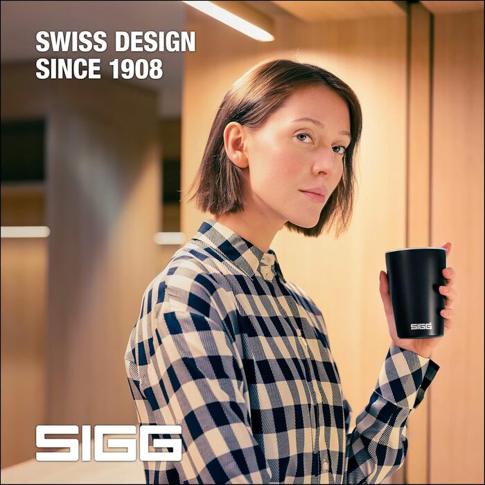 Термочашка SIGG Neso Pure Ceram чорна 0.4 л з кришкою Tritan, нержавіюча сталь 18/8, BPA-free, легка, придатна для миття в посудомийній машині