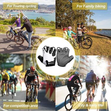 Велосипедні рукавички чоловічі літні напівпальцеві MTB, рукавички для гірського велосипеда/шосе, велосипедні рукавички для відпочинку чоловічі та жіночі, дихаючі, неслизькі, амортизуючі, білі XXL