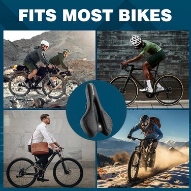 Зручний велосипедний сидіння LuTuo для чоловіків та жінок, м'яке гелеве сидіння, ергономічне, спортивне, для походів, з підкладкою для гірського велосипеда, шосе, BMX, MTB, City, E-bike, чорний