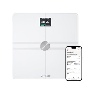 Розумні ваги WITHINGS Body Comp з Wi-Fi та Bluetooth, повний аналіз тіла: вимірювання жиру, м’язової маси, кісткової щільності, вісцерального жиру, електронна вага для дорослих, білий колір