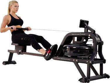 Водний гребний тренажер Sunny Health & Fitness Obsidian SF-RW5713 з LCD-дисплеєм, ергометром, комп'ютером тренувань, сумісний з пульсометром, до 113 кг