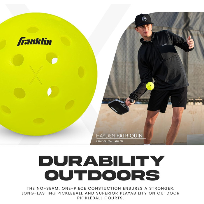 Franklin Sports Pickleball-X Performance 40 Outdoor-Bälle - Жовті м'ячі для піклболу, 40 шт.