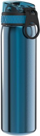 Сталева пляшка для води ION8 Leicht, 600 мл, блакитна, без ізоляції, з клапаном, для зручного носіння