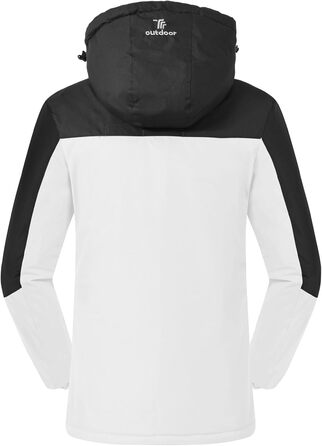 Зимова куртка Rdruko для сноуборду та гірськолижного спорту: тепла, водонепроникна, з капюшоном, Softshell, чорно-біла, XXL