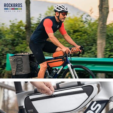 ROCKBROS велосипедна сумка на раму Road-to-Sky, трикутна, водостійка, з відбивачами, 2 л, для MTB, шосейного та гравійного велосипеда, біла