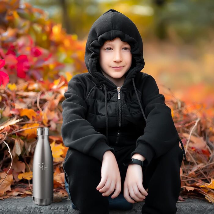 Термос-пляшка 750 мл, ізольована фляка з нержавіючої сталі, без BPA, водонепроникна пляшка для води, термос з подвійними стінками, підходить для газованої води, для університету, роботи, подорожей, спорту, активного відпочинку, хлопчиків та дівчаток, темн