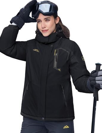 Жіноча зимова куртка MAGCOMEN: теплий флісовий парка, захист від вітру та вологи (XL, чорний)