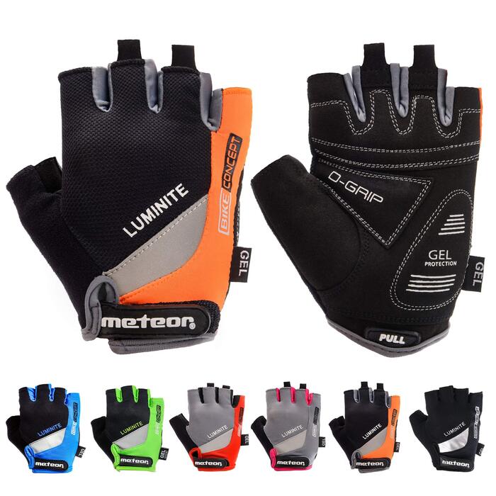 Рукавички велосипедні Meteor MTB Gel GX31 Green, чоловічі/жіночі, для гірського велосипеда, даунхілу, трекінгу, дитячі розміри XL, помаранчеві