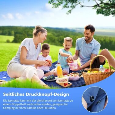 Надувний килимок для кемпінгу STURME з самонадуваванням та помпою, ультралегкий, для відпочинку на природі, 1 особа, блакитний