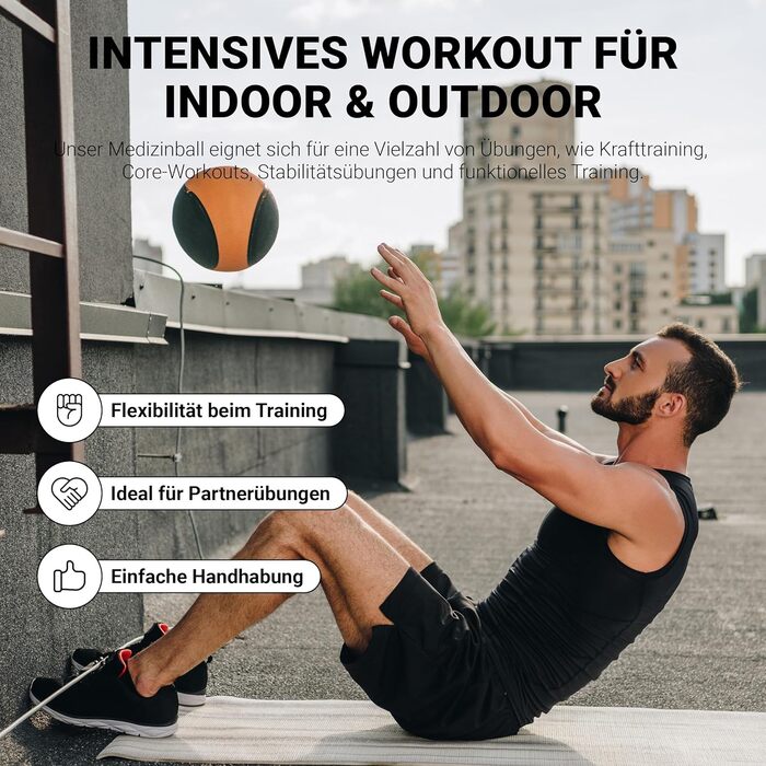 М'яч для фітнесу MSports 2-10 кг - професійний, для залу, з постер-інструкцією, оранжевий