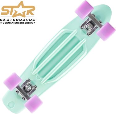 Скейтборд BIKESTAR Vintage Retro Cruiser 60 мм для дітей та дорослих, багатобарвний, для початківців від 6 років