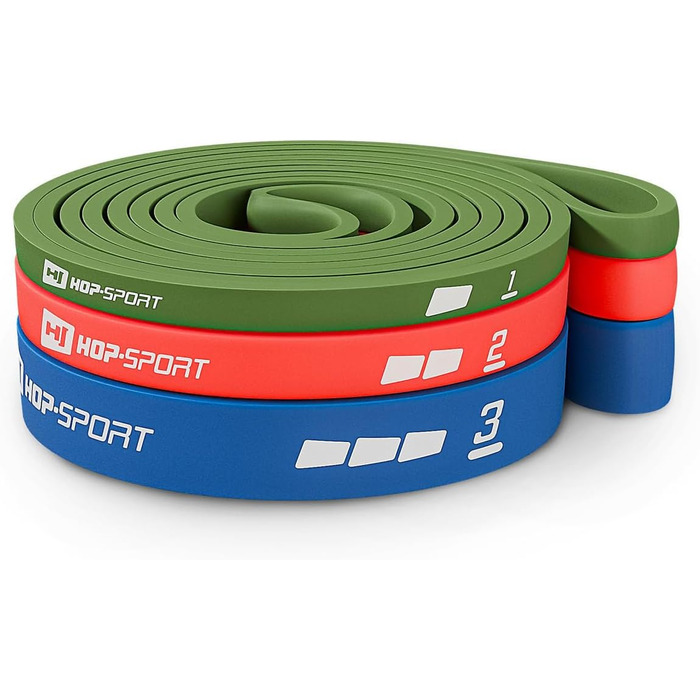 Набір еластичних стрічок Hop-Sport 2-29 кг, для силових тренувань та фітнесу, з дверним кріпленням