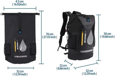 Водонепроникний мішок Blueshyhall Dry Bag 30L: рюкзак, ролтоп, 30 літрів - для каякінгу, кемпінгу, риболовлі, подорожей