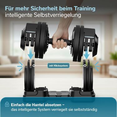 Штанга Skandika Hanteln Paino, регульована: гантелі, штанга, гиря, 1.5-24 кг. Набір гантелей для дому та спортзалу.