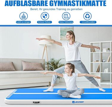 AKSPORT Надувний гімнастичний мат з повітряною подушкою, 3/4/5/6м, 10/20см, 300x100x10см, синій