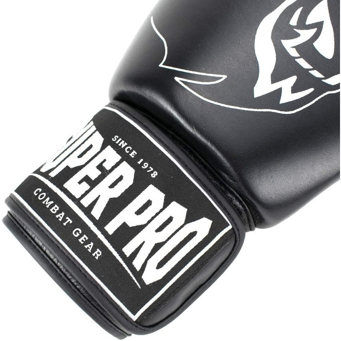 Боксерські рукавички Super Pro Warrior для дорослих, унісекс, чорні/білі, 10 унцій