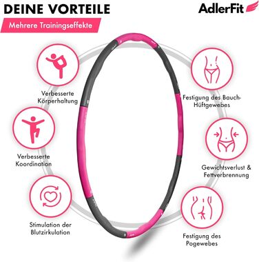 Hula Hoop AdlerFit для дорослих та дітей: фітнес-обруч для схуднення, 1,2 кг, діаметр до 100 см