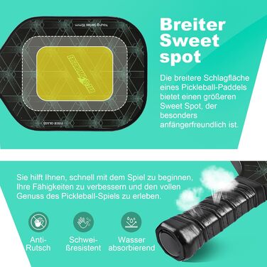 Набір для піклболу Ergonomicstar: фібергласові ракетки, 4 м'ячі, сумка, захист, легкі ракетки для початківців, для гри в приміщенні та на вулиці, чорний